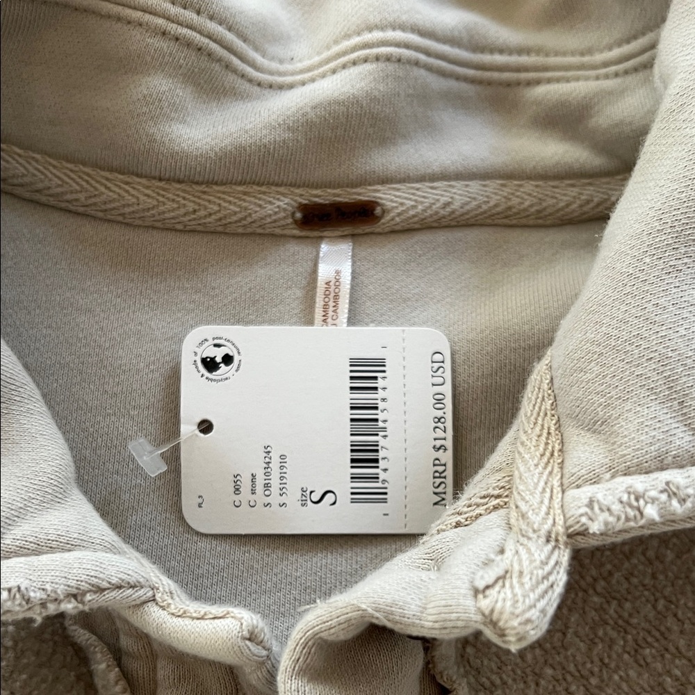 Free People Men's Light Tan Fleece Jacket - Picture 2 of 5